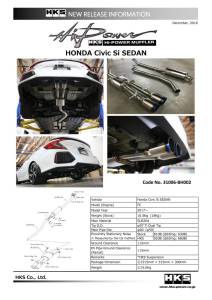 HKS 17+ Honda Civic Si Sedan (FC) Hi-Power Muffler Exhaust - 31006-BH002