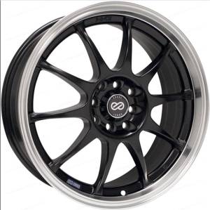 Enkei J10 16x7 4x100/108 42mm Offset 72.62mm Bore Dia Matte Black w/ Machined Lip Wheel - 409-670-11BK