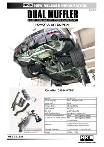 HKS 2019+ Toyota GR Supra w/o OPF Dual Hi-Power Titanium Tip Catback Exhaust - 31014-KT001