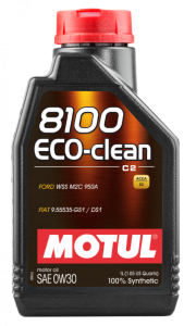 Motul 1L Synthetic Engine Oil 8100 Eco-Clean 0W30 12X1L - Acea C2/API SM/ST.JLR 03.5007 - 1L - 102888
