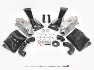 AMS Performance 13-15 Porsche 911 Turbo/Turbo S (991.1) Alpha Intercooler Kit w/Carbon Fiber Shrouds - ALP.23.09.0001-1