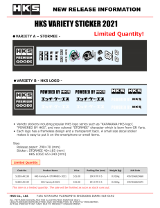 HKS Sticker Variety A (STORMEE) 2021 - 51003-AK138