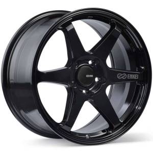 Enkei T6R 18x9.5 45mm Offset 5x120 Bolt Pattern 72.6 Bore Gloss Black Wheel - 539-895-1245BK