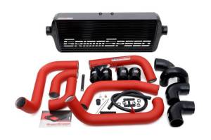GrimmSpeed 2008-2014 Subaru STI Front Mount Intercooler Kit Black Core / Red Pipe - 90253
